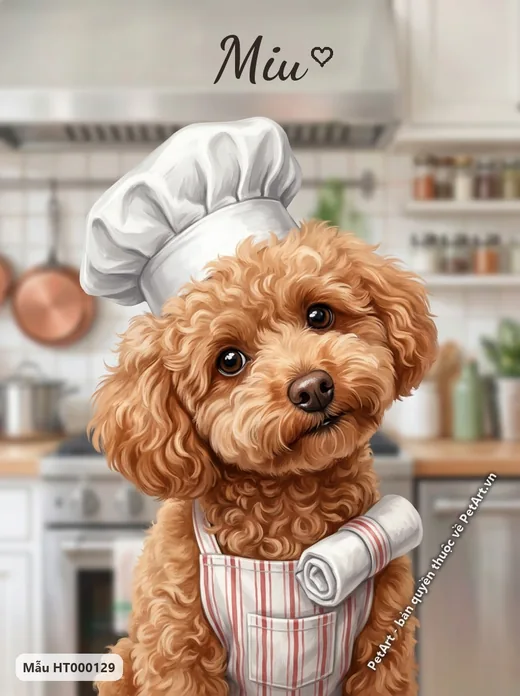 Chó Poodle đầu bếp dễ thương · ảnh tranh