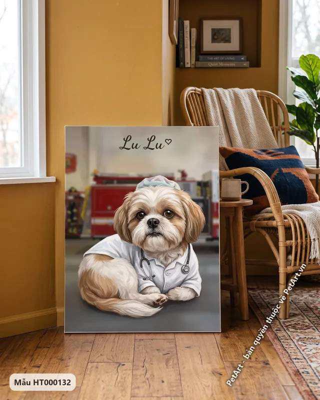 Tranh chó mèo làm bác sĩ, đầu bếp, phi hành gia · Shih Tzu