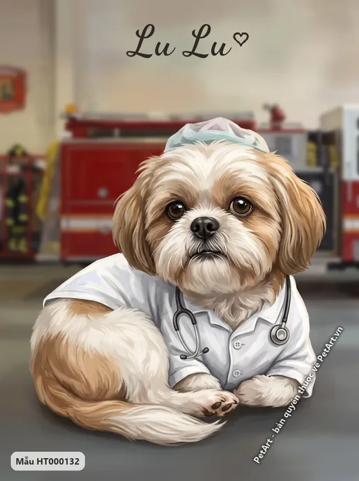 Chó Shih Tzu bác sĩ nhỏ · ảnh tranh