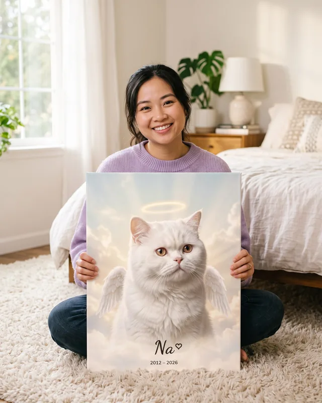 Tranh thiên thần · mèo Ba Tư