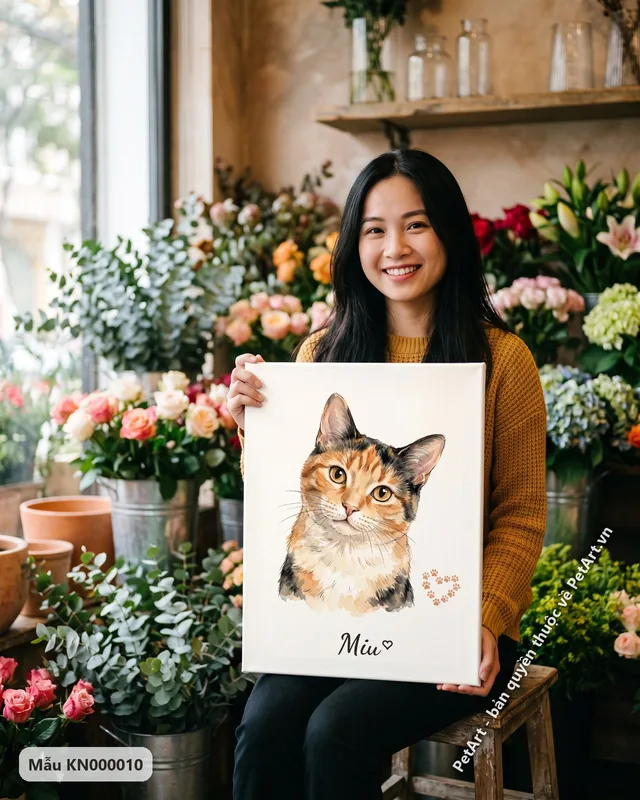 Tranh dấu chân kỷ niệm · mèo tam thể
