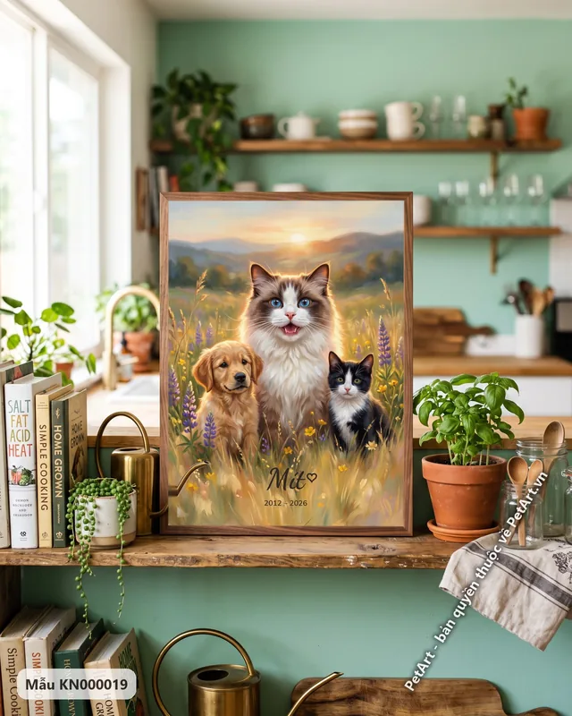 Tranh gia đình đoàn tụ · mèo Ragdoll