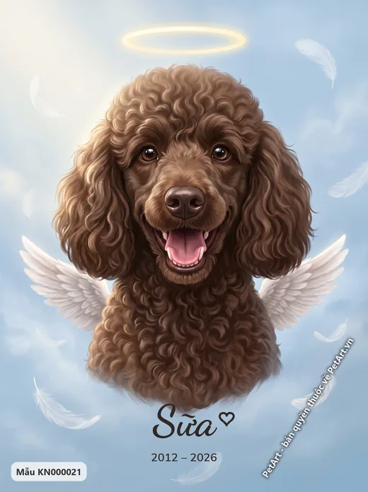 Chó Poodle nâu thiên thần, tranh bầu trời · ảnh tranh
