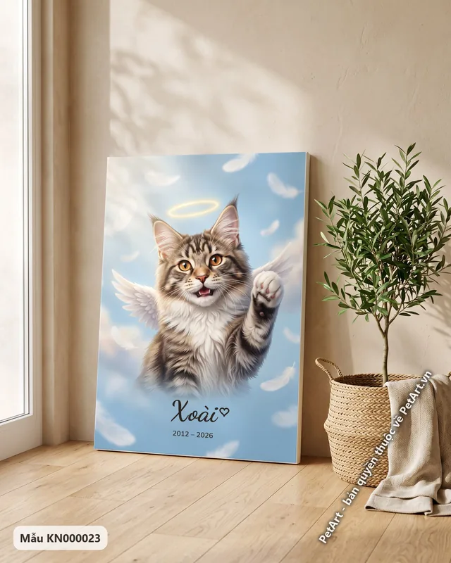 Mèo Maine Coon thiên thần vẫy tay · ảnh thực tế
