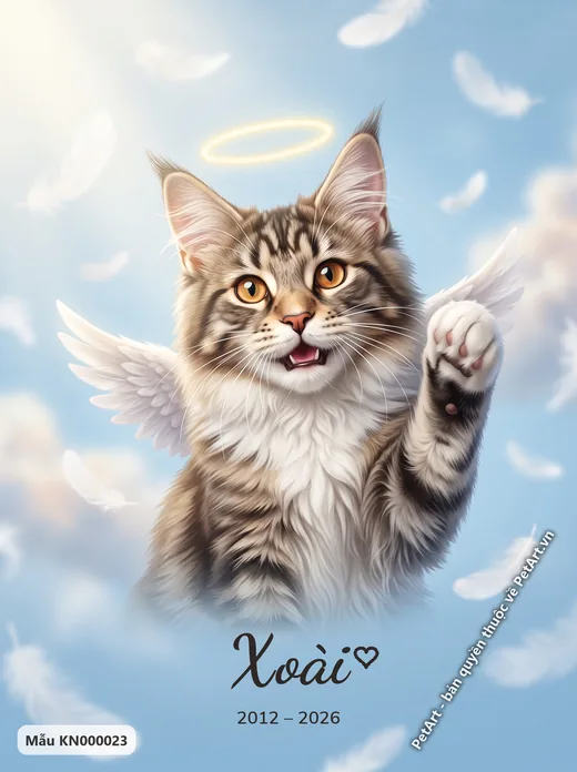 Mèo Maine Coon thiên thần vẫy tay · ảnh tranh
