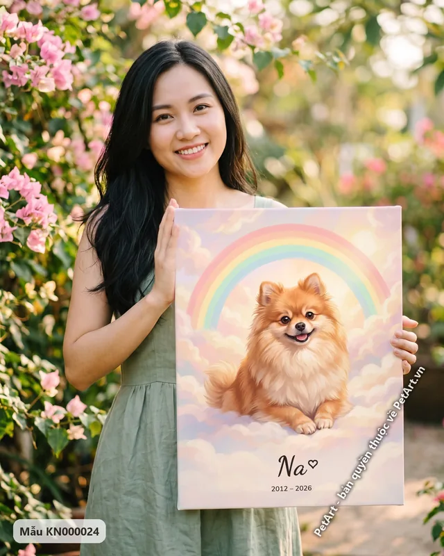 Chó Phốc sóc trên mây cầu vồng · ảnh thực tế