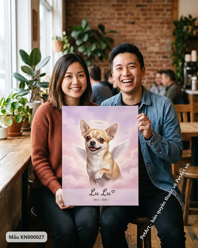 Chó Chihuahua thiên thần trên mây · góc khác