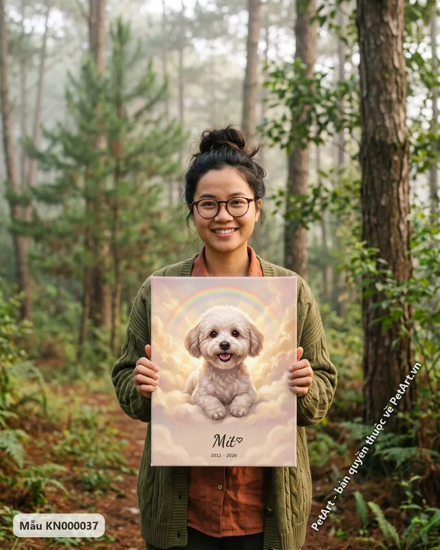 Chó Bichon trên mây cầu vồng · góc khác