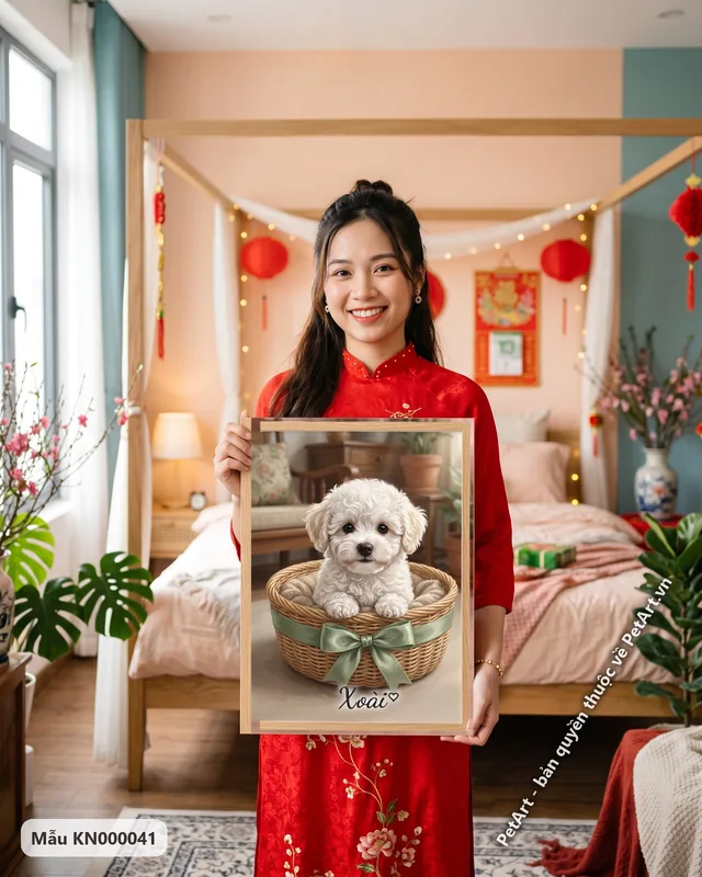 Chó Bichon con trong giỏ · góc khác