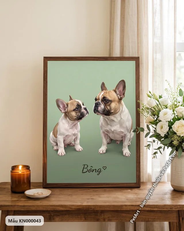 Bull Pháp con và trưởng thành nền xanh · ảnh thực tế