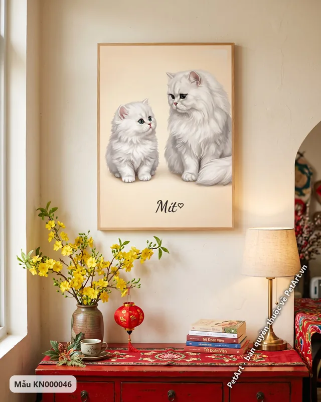 Mèo Ba Tư mẹ con trắng muốt · góc khác