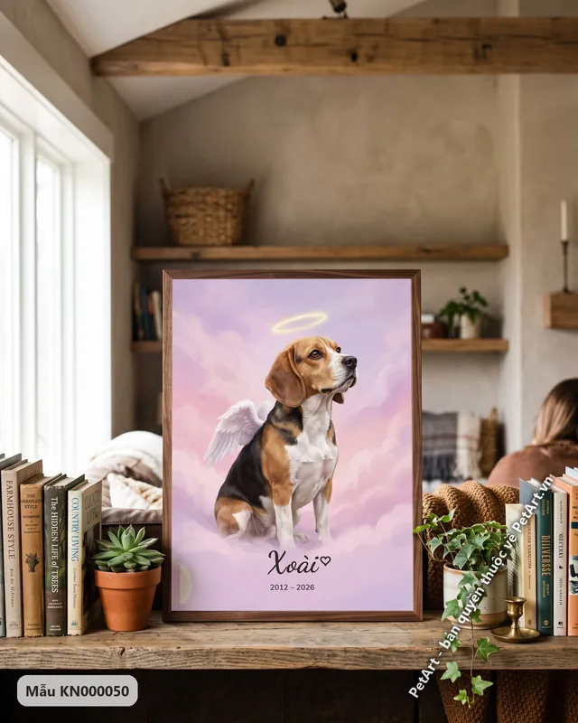 Chó Beagle thiên thần, tranh trên mây hồng · góc khác