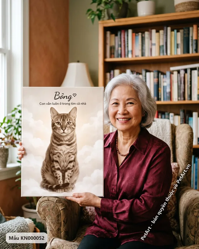 Tranh tưởng nhớ bé đã đi xa · mèo Bengal