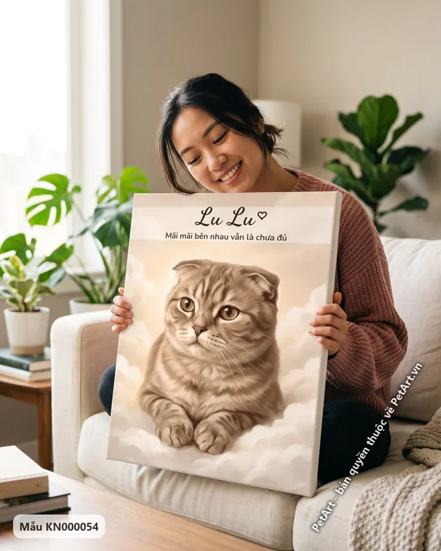 Tranh tưởng nhớ bé đã đi xa · mèo tai cụp