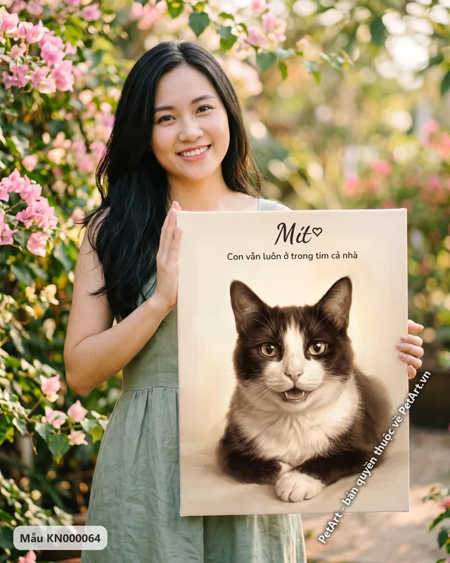Tranh tưởng nhớ bé đã đi xa · mèo bò sữa
