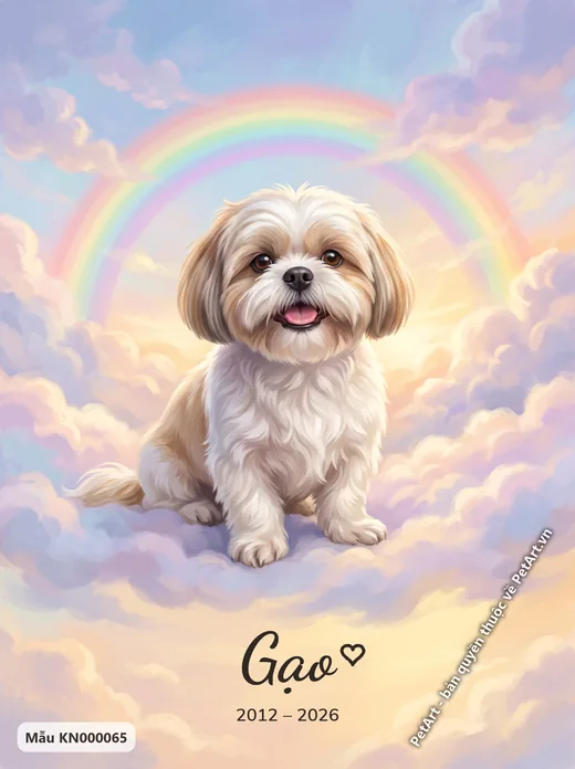 Chó Shih Tzu cầu vồng trên mây · ảnh tranh