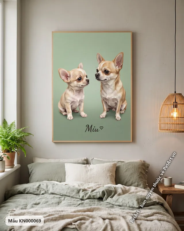 Hai chó Chihuahua lớn nhỏ, hành trình trưởng thành · ảnh thực tế
