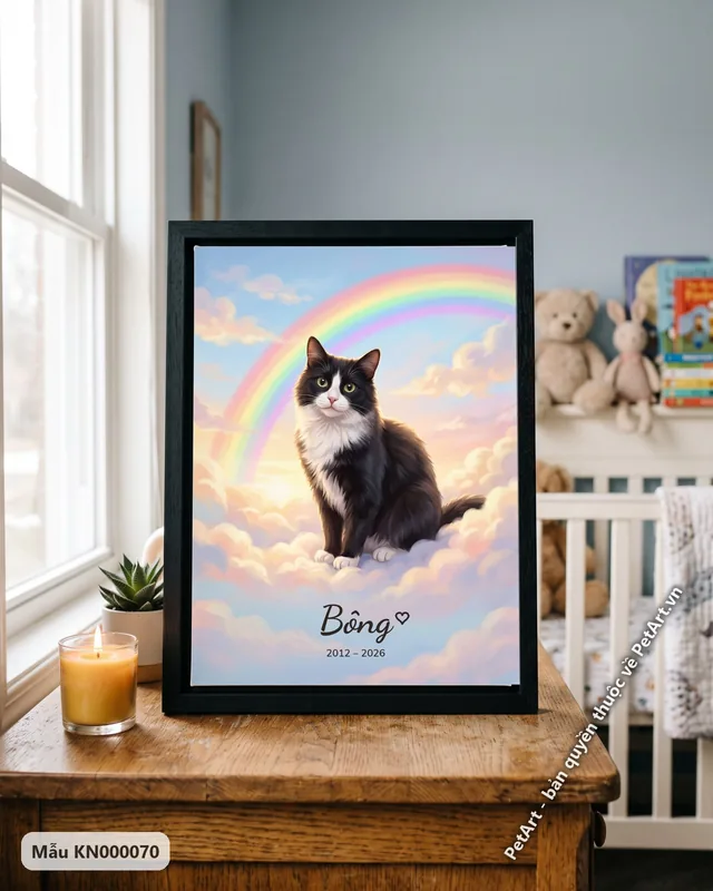 Mèo bò sữa trên mây, cầu vồng rực rỡ · góc khác