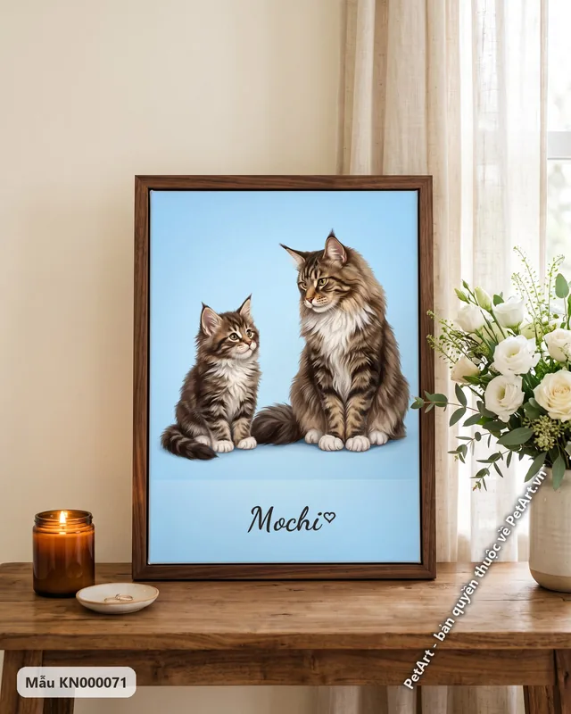 Tranh hành trình trưởng thành · mèo Maine Coon
