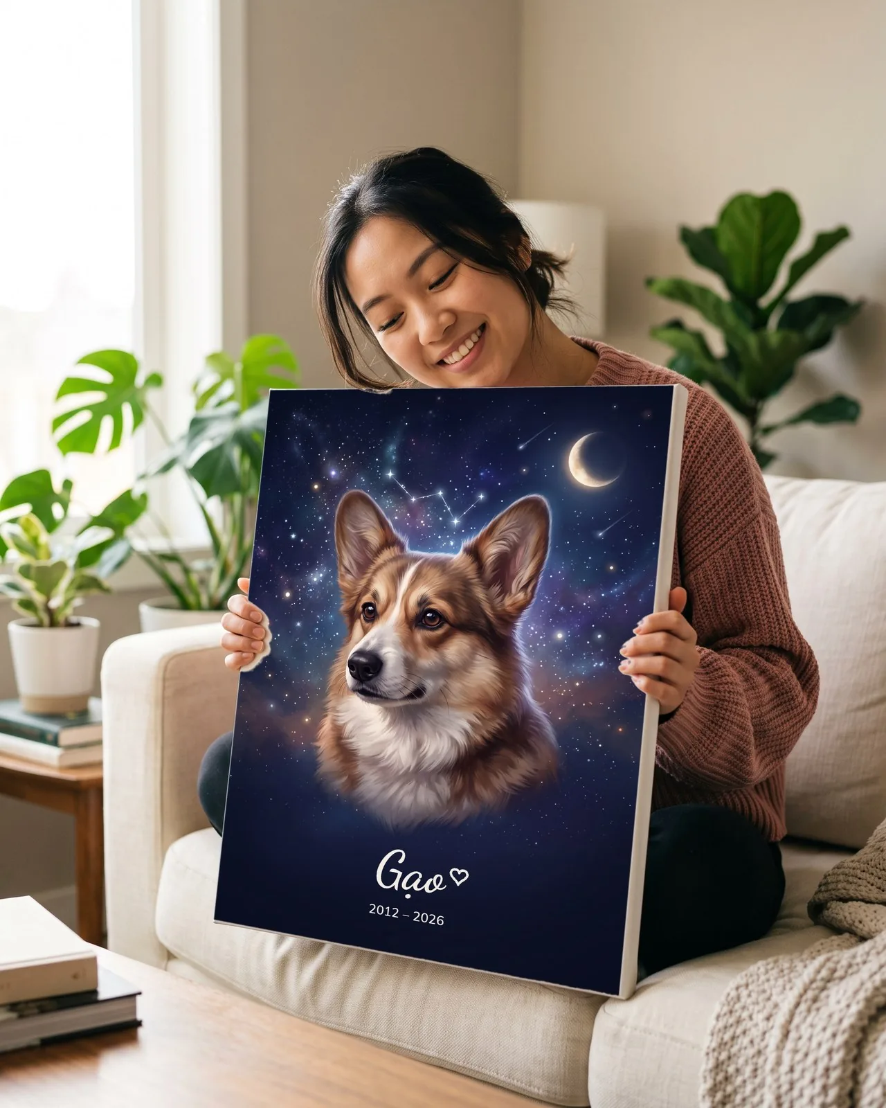 Tranh bầu trời sao kỷ niệm · Corgi · Ảnh thực tế