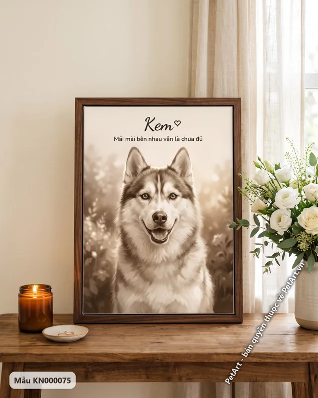 Tranh tưởng nhớ bé đã đi xa · Husky
