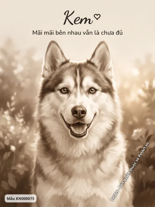 Husky cười, phong cách tưởng nhớ sepia · ảnh tranh