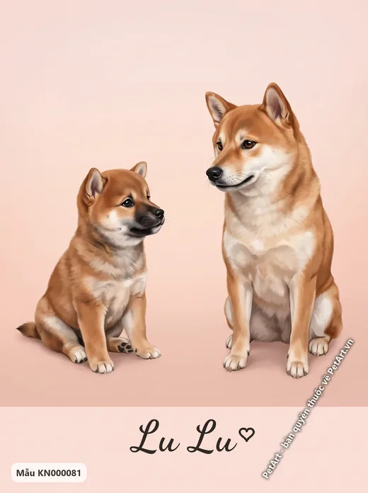Chó Shiba mẹ con, phong cách hành trình trưởng thành · ảnh tranh
