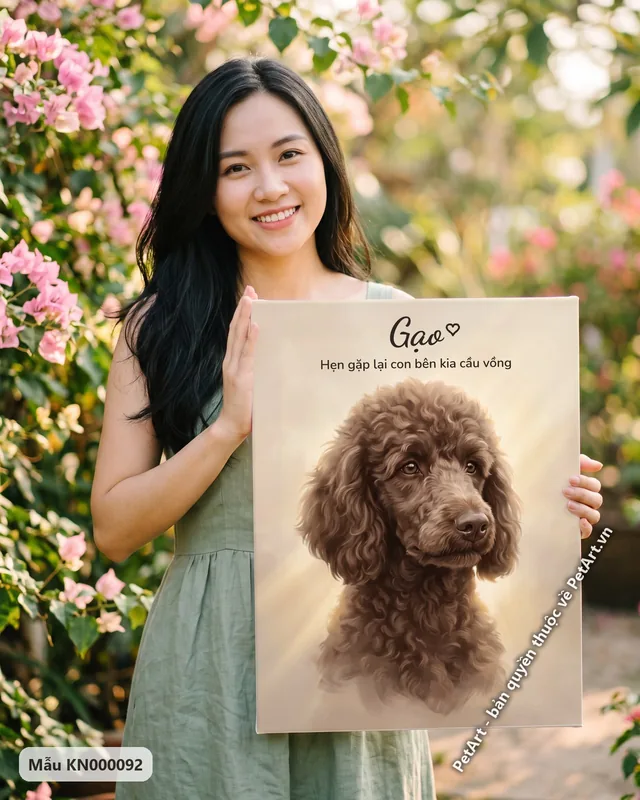 Tranh tưởng nhớ bé đã đi xa · Poodle nâu
