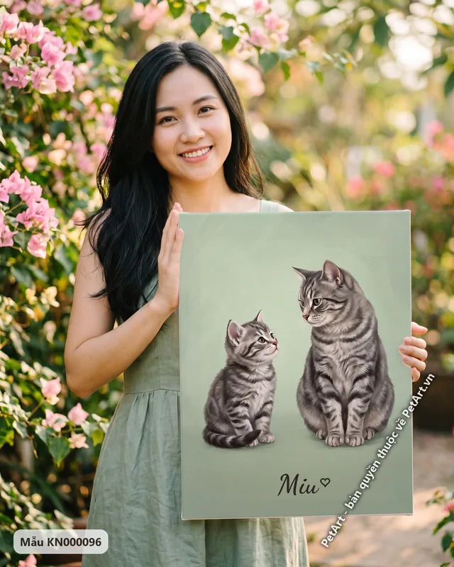 Tranh hành trình trưởng thành · mèo mướp xám