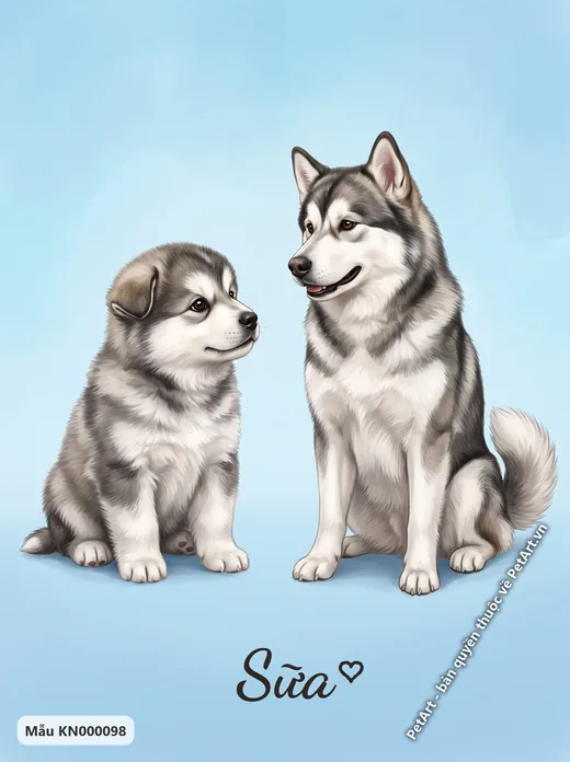 Chó Alaska con và trưởng thành · ảnh tranh