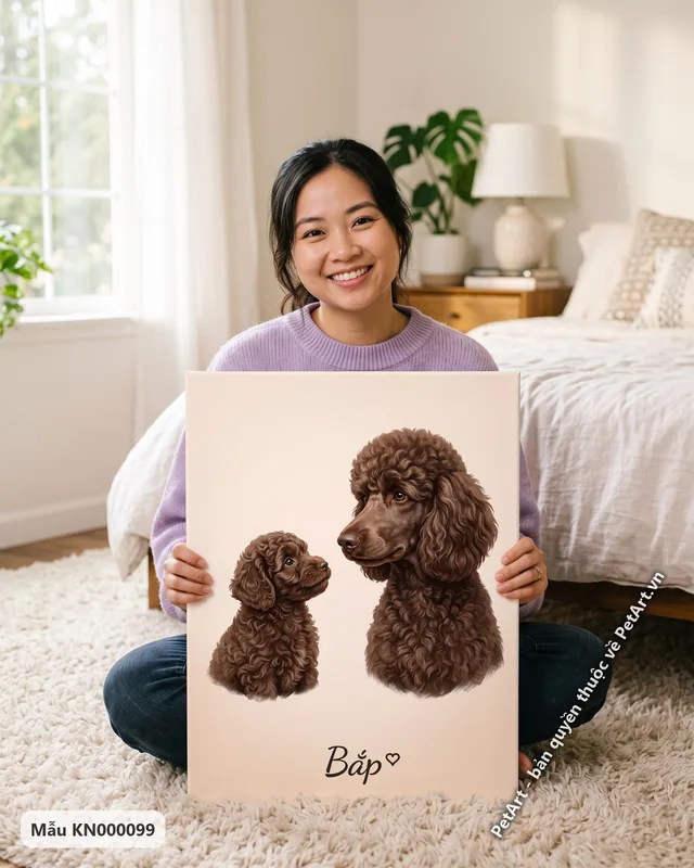 Chó Poodle nâu con và trưởng thành · góc khác
