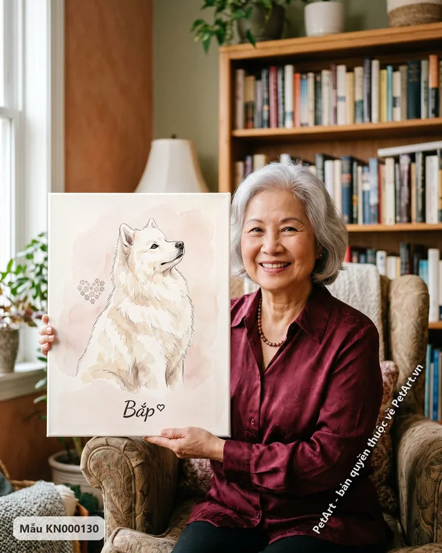 Tranh dấu chân kỷ niệm · Samoyed