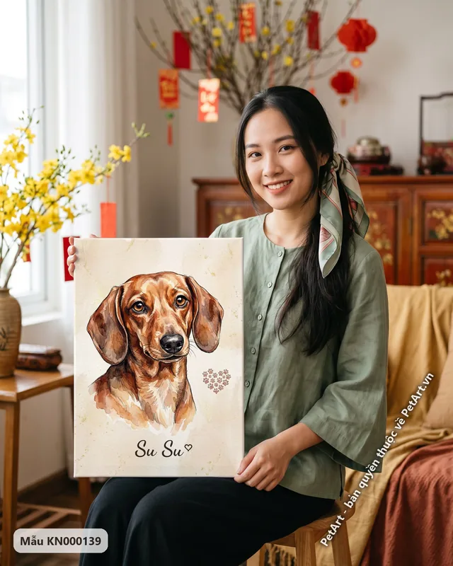 Chó Lạp xưởng nâu, tranh dấu chân kỷ niệm · góc khác