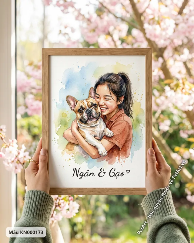 Bé gái ôm Bull Pháp, khoảnh khắc vui vẻ · góc khác