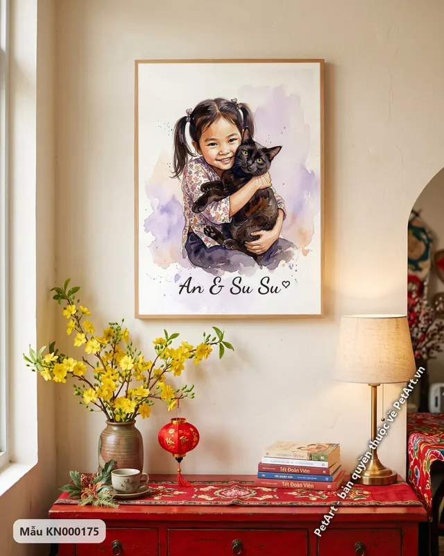 Tranh khoảnh khắc bên nhau · mèo mun