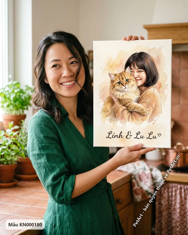 Tranh khoảnh khắc bên nhau · mèo Anh lông dài