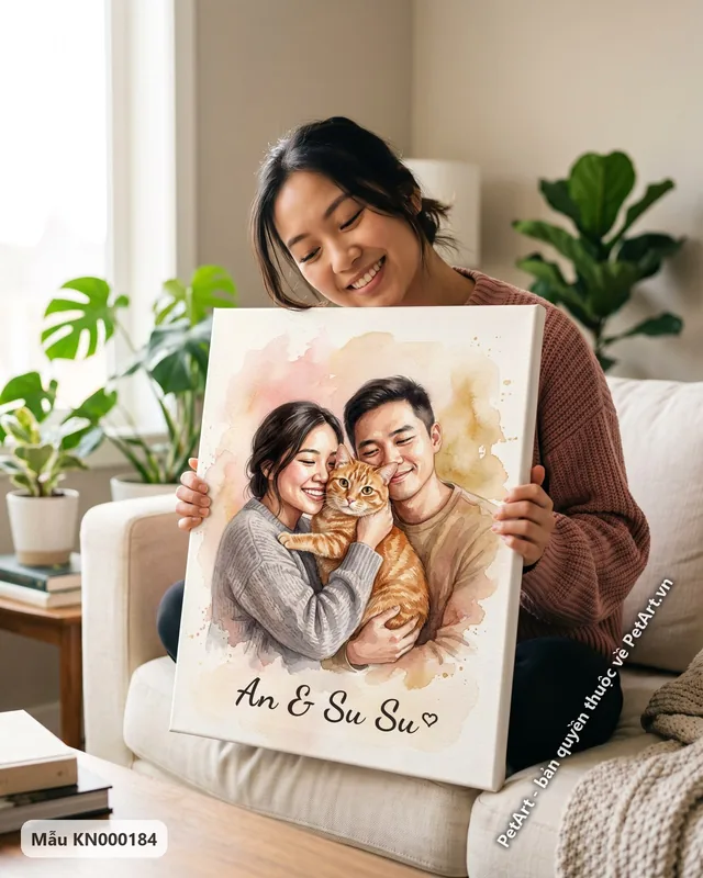 Tranh khoảnh khắc bên nhau · mèo mướp cam