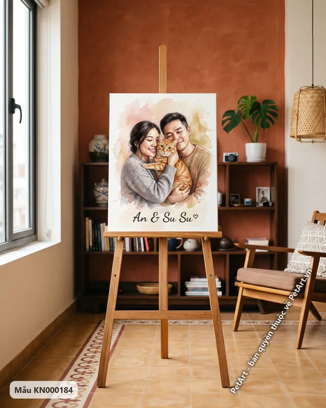 Cặp đôi ôm mèo mướp cam, khoảnh khắc hạnh phúc · góc khác