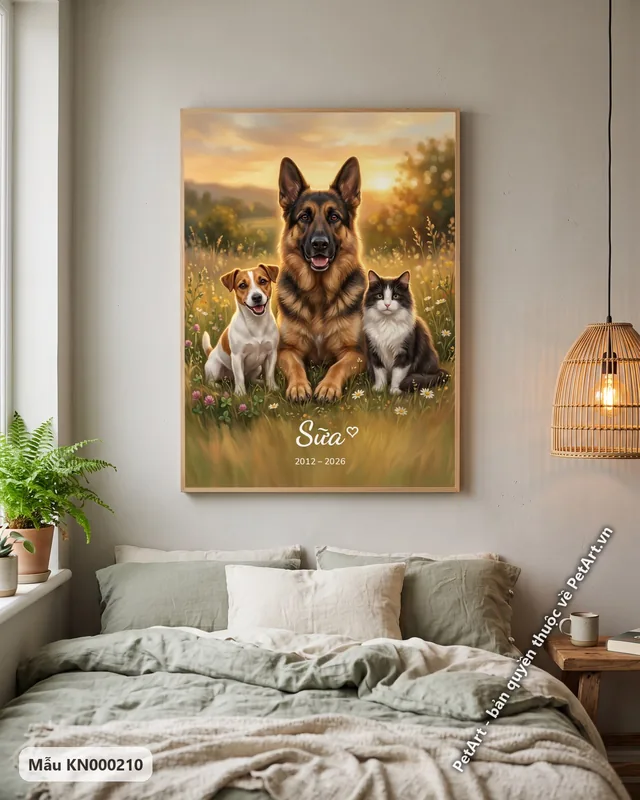 Becgie, Jack Russell, mèo trong hoàng hôn đồng cỏ · góc khác