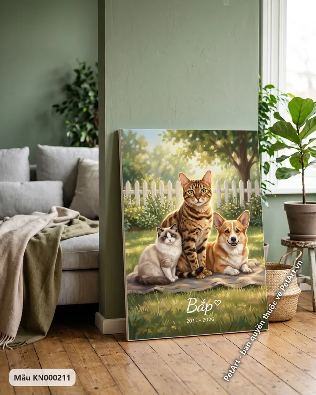 Mèo Bengal, Ragdoll, Corgi trong vườn xanh mát · ảnh thực tế