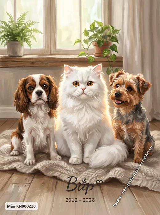 Mèo Ba Tư, Cavalier, Yorkshire Terrier đoàn tụ trong nhà · ảnh tranh