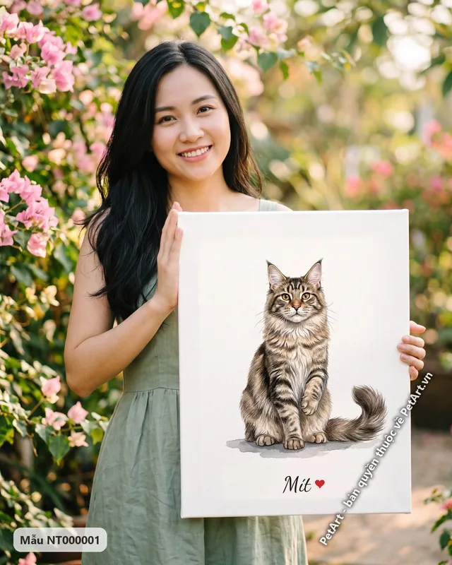 Mèo Maine Coon ngồi nền trắng đáng yêu · góc khác