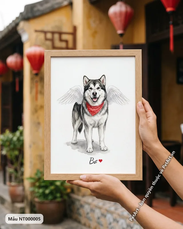 Tranh bé thiên thần cánh trắng