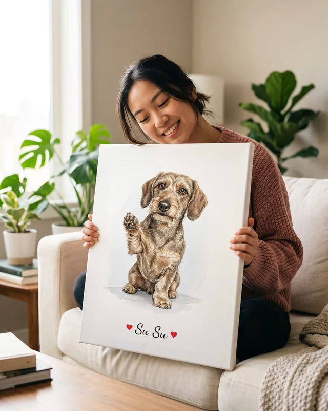 Tranh bé ngồi nền trắng · Lạp xưởng