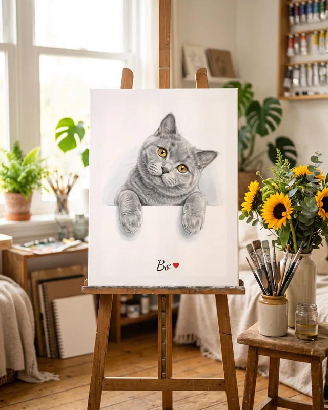 Tranh bé thò chân đáng yêu · mèo Anh lông ngắn