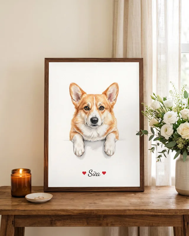 Tranh bé thò chân đáng yêu · Corgi