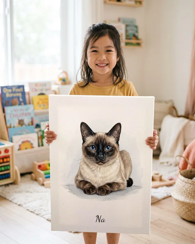 Tranh bé nằm nền trắng · mèo Xiêm