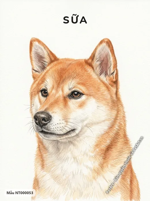 Chó Shiba chân dung, phong cách tối giản · ảnh tranh