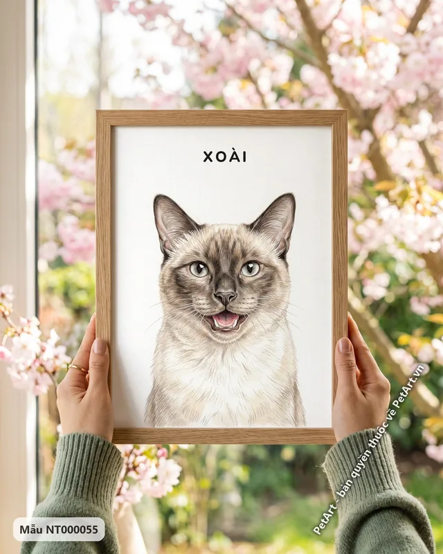 Mèo Xiêm, miệng mở, phong cách tối giản · góc khác