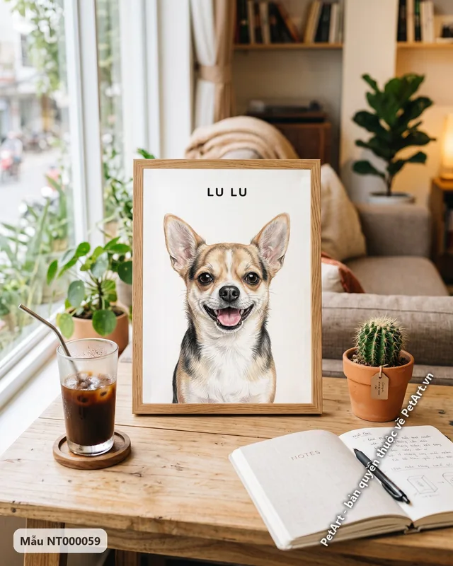 Tranh chân dung tối giản tên trên · Chihuahua